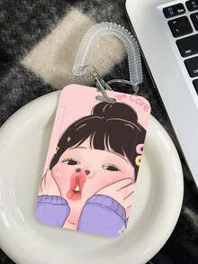 1 pieza Portador de tarjeta horizontal Ins Creativo Soporte de tarjeta de estudiante de campus de dibujos animados con cuerda elástica retráctil de primavera para tarjeta de almuerzo, tarjeta de autobús, tarjeta de metro, tarjeta de identificación laboral - Tarjetero horizontal - Ver 20