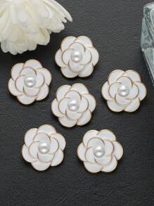 6pcs/Set Retro Camellia Shape Oil Drop Metal Buttons, Suitable For Cardigans, Half-Open Cardigans, Coats, Sweaters, Suits, Jackets, DIY Hair Accessories, Gift Boxes, Jewelry, Sewing Supplies