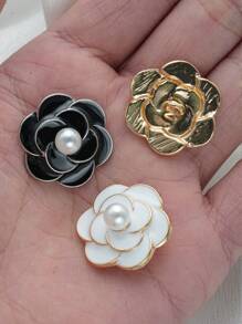 6pcs/Set Retro Camellia Shape Oil Drop Metal Buttons, Suitable For Cardigans, Half-Open Cardigans, Coats, Sweaters, Suits, Jackets, DIY Hair Accessories, Gift Boxes, Jewelry, Sewing Supplies