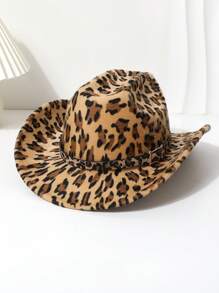 1 Stück Retro amerikanischer Stil Kuh-Print Kunstleder Dekor Cowgirl Hut, Jazz Cap geeignet für Western Cowboy Stil, passend für täglichen Gebrauch, Outdoor, alle Jahreszeiten