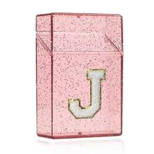 1PC Snowflake Cigarette Case Cigar Tobacco Holder Lighter Storage Box Moisture-Proof And Pressure-Proof Plastic Shiny Cigarette Storage Boxes Embroidered Three-Dimensional Lnitial Letter A To Z Transparent Cigarette Case Ladies Men Gift 20pcs Smoking Accessories - Pink - View 22
