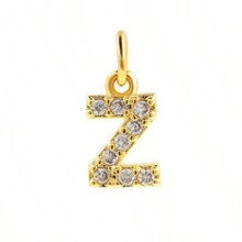 1pc Copper Alloy Zirconia 26 Letters Pendant, Ladies Zirconia Letter Jewelry For DIY Making Anniversary Gift - Yellow Gold - View 31