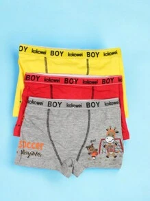 Conjunto de 3 Calzones de algodón para niño, Bonito diseño de animales futbolistas, multicolores, suaves y cómodos. (Los colores se envían al azar) - Multicolor - Ver 3