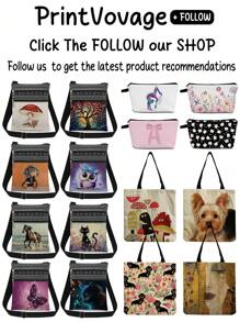 Cute Cartoon Black Cat Print Crossbody Bag, Unisex Reusable Shoulder Bag Casual Messenger Bag Kawaii Animal Storage Bag Adjustable Strap Party Gift For Cat Lovers - White - View 4