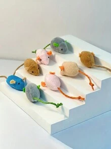 5 Packs Plush Mouse Toys For Indoor Cats, Scratch & Bite Resistant Polyester Interactive Pet Play Toys, Assorted Colors, Realistic Design, No Battery Needed, Fun Mouse Design For Small Breeds - Multicolor - View 5