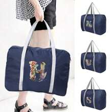 多功能便携式可折叠旅行收纳袋 花卉字母图案 大容量行李收纳袋 旅行包 手提包 手提包 手拿包 健身包 过夜包 周末包 瑜伽健身衣服收纳袋 旅行箱包 行李袋 行李袋 随身包 大学包 行李袋 周末包 医院包 粉色 假日 冬季