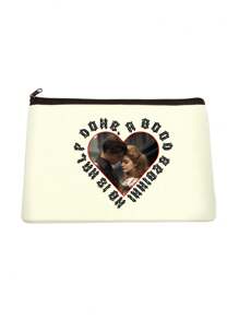 情人节心形图案帆布手提包，化妆包，根据提供的图像定制设计，简约时尚手提包，双面定制印花包女士