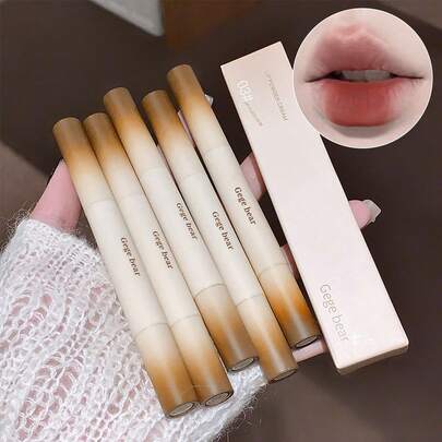 Gege Bear 1 pieza Lápiz Labial Rotativo - Mate de Terciopelo, Color Fácil, Resistente al Agua para Lápiz Labial Líquido de Otoño-Invierno
