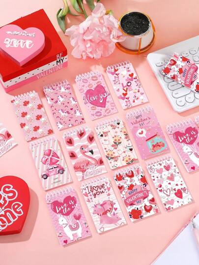 12 件情人节便携式垂直翻页笔记本，可作为情人节礼物送给好朋友、返校礼物