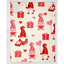 Wedding Gifts Car Seat Blanket Throw Blanket For Bed Gnome Valentine's Blanket, Happy Valentine's Day Blanket, 2025 Valentine's Day Blanket, Anniversary Gift, Couple Fleece Blanket