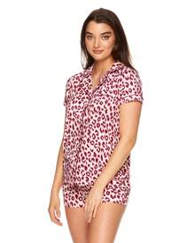 Bebe Pajama Set For Women, Stretch Rayon Knit Short Sleeve PJs For Women Set, Ladies Pajamas Sets - Merah Muda Muda 24 - View 3
