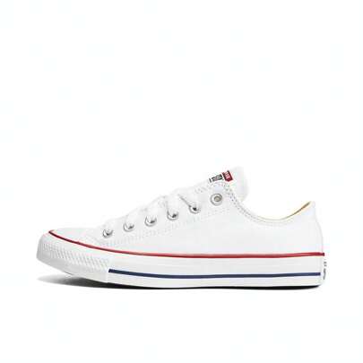 Converse 男女通用 All Star 经典帆布低帮休闲运动鞋，白色 CORE101000