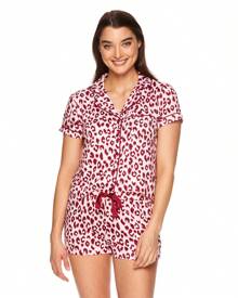 Bebe Pajama Set For Women, Stretch Rayon Knit Short Sleeve PJs For Women Set, Ladies Pajamas Sets - Merah Muda Muda 24 - View 5