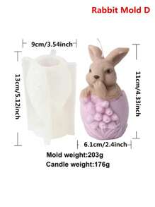 Molde de silicona con diseño de conejito de Pascua y huevo para hacer velas perfumadas, moldeado de resina y manualidades de cemento - Molde asimétrico de conejo y huevo para hacer joyas DIY, arte y regalos festivos