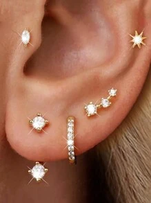 HOTNICE Conjunto de pendientes de aro pequeños dorados de bajo nivel alergénico con tornillo para mujeres | Pendientes perforados múltiples para el cartílago para mujeres
