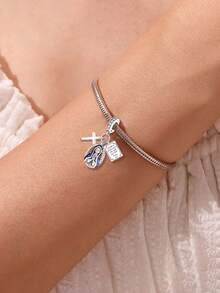 1 PC 925 Sterling Silver Bible Prayer Cross Series Bead Pendant Charm Suitable For Bracelets DIY Women's Jewelry - Silver - View 10