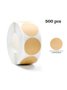 500张/卷天然棕色牛皮纸自粘贴纸，适用于容器标签、外卖封条、物品分类、定制姓名标签、珍珠奶茶、烘焙、1英寸/1.5英寸/1.8英寸PVC不干胶贴纸、学校用品、返校