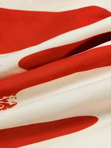 Plus Size V-Neck Batwing Sleeve Minimalist Printed Maxi Dress, Floral Pattern Random, For Summer - Red - View 7