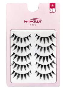 5对卡通风格假睫毛，轻盈飘逸的动漫风自然假睫毛，蓬松如娃娃般的假睫毛，卡通假睫毛条，假睫毛 - 黑色 - 查看 5