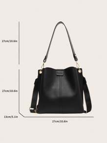 Fashion Multi-Pocket High Capacity Double Strap Single Compartment Diagonal Crossbody Bag, Vintage Solid Color For Women - Black - View 2
