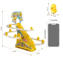 1 Set Duck Pursuit Track Game Playset (With 3 Yellow Ducks), Climbing Stairs Toy Rollercoaster Toy With Lights And Music, Toy Gift Set For Birthday, Parent-Child Interactive Toy