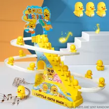 1 Set Duck Pursuit Track Game Playset (With 3 Yellow Ducks), Climbing Stairs Toy Rollercoaster Toy With Lights And Music, Toy Gift Set For Birthday, Parent-Child Interactive Toy
