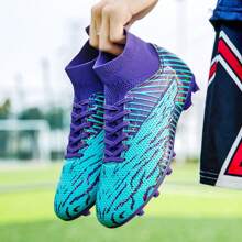 男式足球鞋足球鞋训练运动鞋女式专业运动鞋户外适合 AG/FG - 紫色 - 查看 3