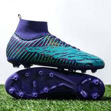 男式足球鞋足球鞋训练运动鞋女式专业运动鞋户外适合 AG/FG - 紫色 - 查看 2