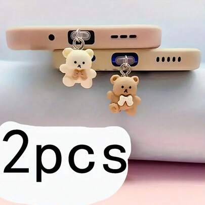 2件套情侣系列卡通熊爱情故事手机防尘塞装饰