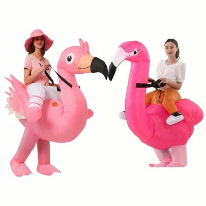 1pc Flamingo Inflatable Costume Christmas Mascot Costume For Women Cartoon Anime Mascot Cosplay For Party Valentine's Day Halloween