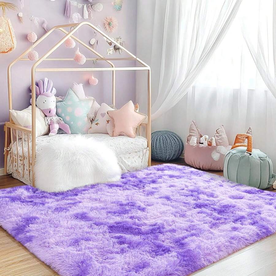 Fluffy Rug Stain Resistant 3x5 Feet, Hot Pink Cute Rugs For Bedroom ...