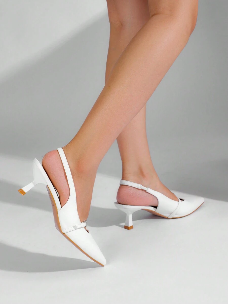 Fashionable Elegant Solid Color Pointed Toe High Heel Pumps Stylish High Heels - White - View 1