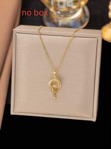 1 件不锈钢浪漫热气球吊坠项链，复古优雅时尚休闲适合斋月假期、日常穿着、街头派对、礼物（OPP 袋和礼品盒仅供拍摄） - 金黃色 - 查看 4