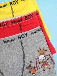 Conjunto de 3 Calzones de algodón para niño, Bonito diseño de animales futbolistas, multicolores, suaves y cómodos. (Los colores se envían al azar) - Multicolor - Ver 6