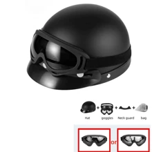 1 件摩托车头盔 MTB 自行车男女通用骑行保护器半脸型复古老式超轻时尚摩托车配件踏板车安全帽半脸复古夏季帽摩托车半盔棒球帽款式，秋冬保暖防风 - 彩色 - 查看 14