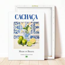 1 件，帆布挂画，实木框架装饰艺术，Maiolica 瓷砖上印有 Cachaça，巴西传统饮料（饮料）印刷海报，厨房和酒吧墙壁艺术，巴西狂欢节，节日装饰艺术。家庭节日墙壁氛围艺术品 - 彩色 - 查看 7
