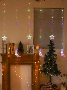 1 Guirnalda de 82 luces LED con estrellas y lunas, de 2m/6.56ft, alimentadas por batería, decoración interior del hogar, luces de hadas, adecuadas para bodas, fiestas, vacaciones, dormitorio, habitación, decoración de pared, se puede usar como lámpara de luna - Amarillo - Ver 10