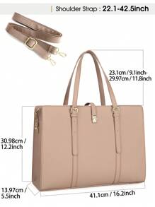 NEWHEY 15.6 Inch Women's Genuine Leather Laptop Bag, Waterproof Ladies' Shoulder Bag For Work, Laptop Briefcase - Khaki - View 6