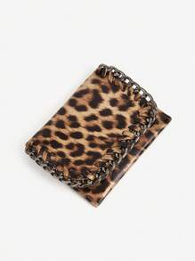 Modischer Y2K-Stil kurzer Münz- und Kartenbeutel mit Punk-Rock-Kettengurt, Leoparden- und Gepardenmuster, Kartenetui, Geschäftskartenhalter, Kreditkartenhalter, Kartenetui für Frauen, Mini-Geldbörse, Geldbeutel, Kartenbörse