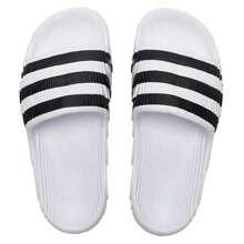 Adidas 阿迪达斯 Adilette 22 男女通用拖鞋，IF3668 - 白/黑 - 查看 4