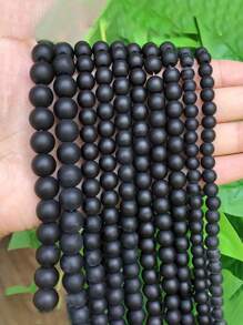 1 filo di perline sfuse rotonde in onice nero opaco per la creazione di gioielli, fai da te, per collane, bracciali, orecchini, accessori, misure 4, 6, 8, 10 mm