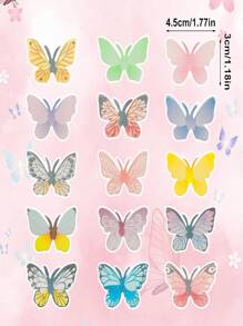 72个彩色蝴蝶蛋糕装饰片，适用于婚礼、生日等场合 - 威化纸纸杯蛋糕装饰，可用于食品装饰和派对用品 - 彩色 - 查看 2