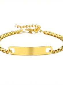 The Extraordinary Trademark Name Is Engraved On A Stainless Steel Cuban Chain Bracelet, A Handmade Accessory Customized For Couples, And A Heart-Shaped Symbol Bracelet,Christmas Gift Supplies - Multicolor - View 5