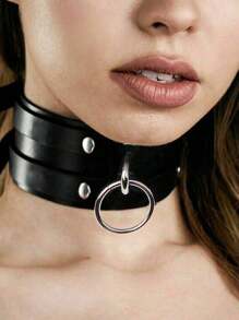 Accesorio de lencería sexy de estilo punk para mujer: Collar ajustable y elástico, para rave