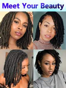 0.6cm Width 10 Strands Human Hair Loc Extensions Full Handmade Dreadlock Extensions For Men Women Kids Can Be Dyed And Bleached With Needle And Comb 100% Unprocessed Natural Black