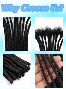 0.6cm Width 10 Strands Human Hair Loc Extensions Full Handmade Dreadlock Extensions For Men Women Kids Can Be Dyed And Bleached With Needle And Comb 100% Unprocessed Natural Black