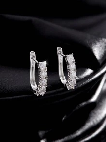 MODIAN MODIAN D Color U Shape Moissanite Earrings 925 Sterling Silver Elegant Exquisite Hoop Earrings For Women Wedding Jewelry