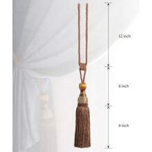 Handmade Curtain Clips Rope Tiebacks Fringe European Buckles Tassels Ball Rope/2pcs (Blue) - Xám - Xem 2