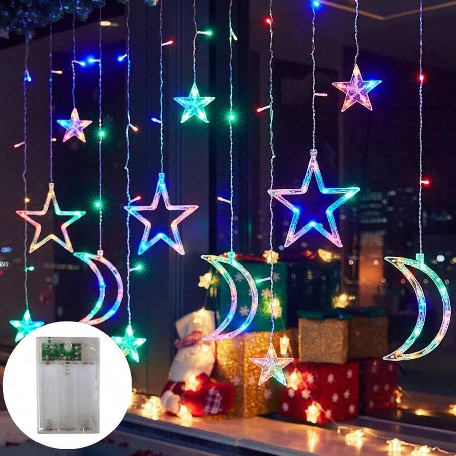 3.5m Moon & Star String Lights, 12 Hanging Stars & Moons LED Lights ...