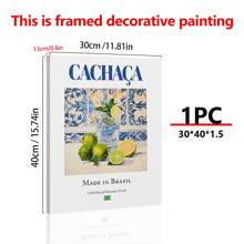 1 件，帆布挂画，实木框架装饰艺术，Maiolica 瓷砖上印有 Cachaça，巴西传统饮料（饮料）印刷海报，厨房和酒吧墙壁艺术，巴西狂欢节，节日装饰艺术。家庭节日墙壁氛围艺术品 - 彩色 - 查看 15